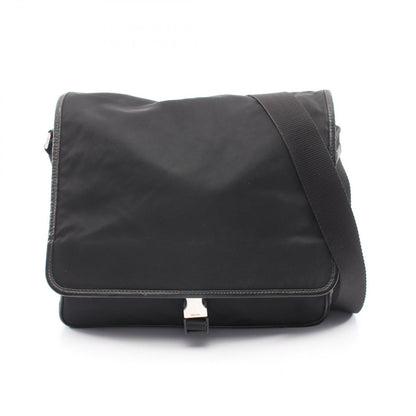 Prada Shoulder Bag Black Nylon Saffiano Leather