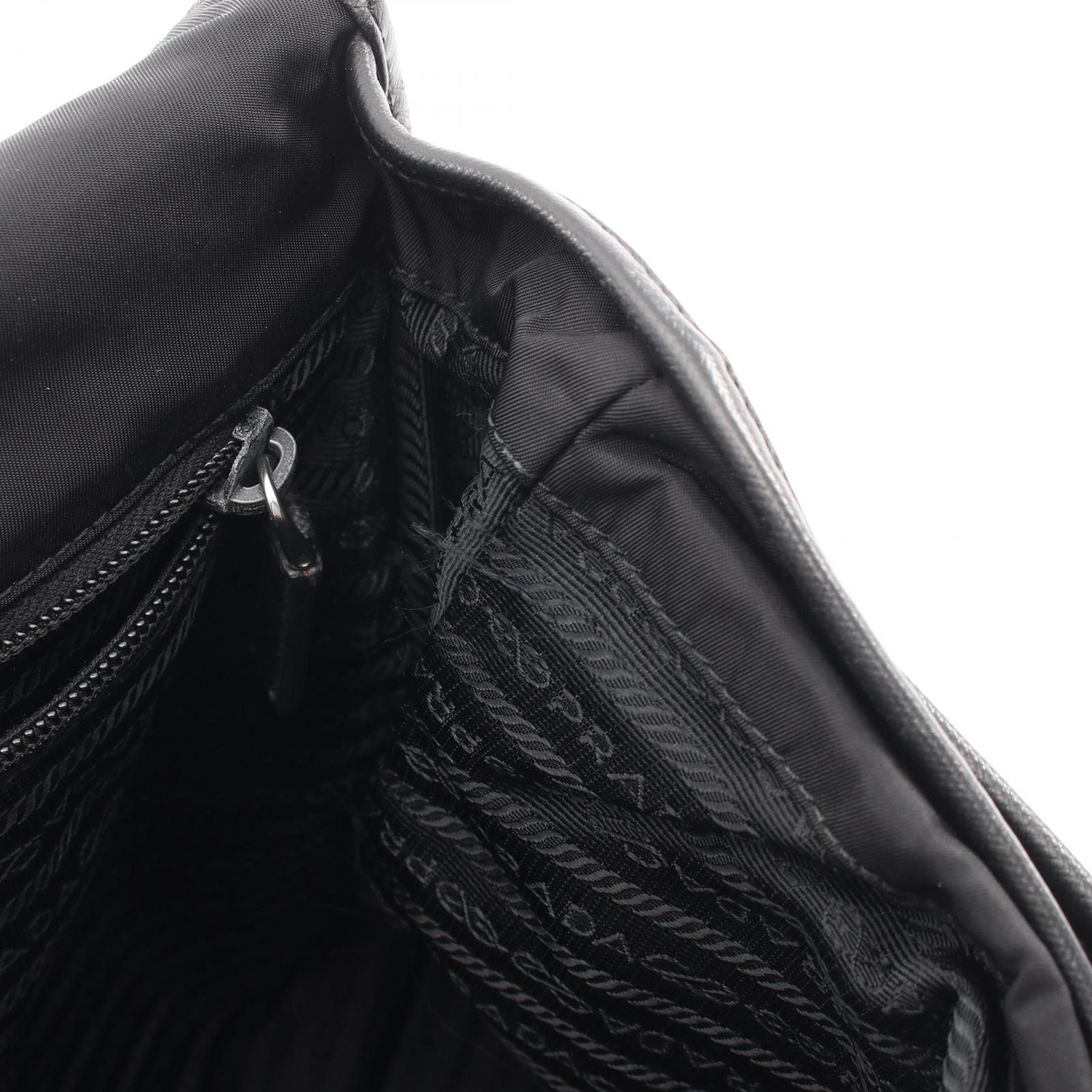 Prada Shoulder Bag Black Nylon Saffiano Leather — view 9