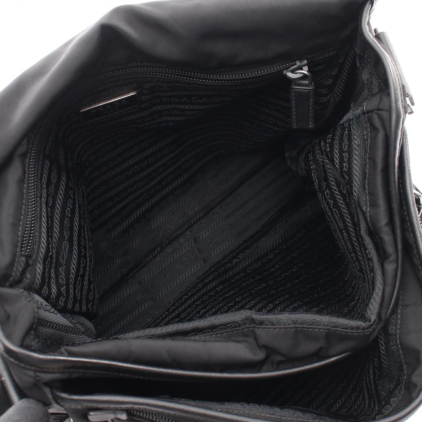 Prada Shoulder Bag Black Nylon Saffiano Leather — view 3