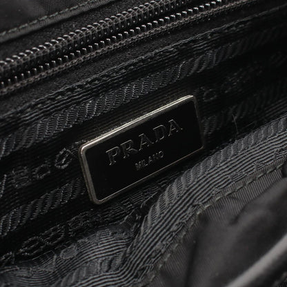 Prada Shoulder Bag Black Nylon Saffiano Leather — view 4