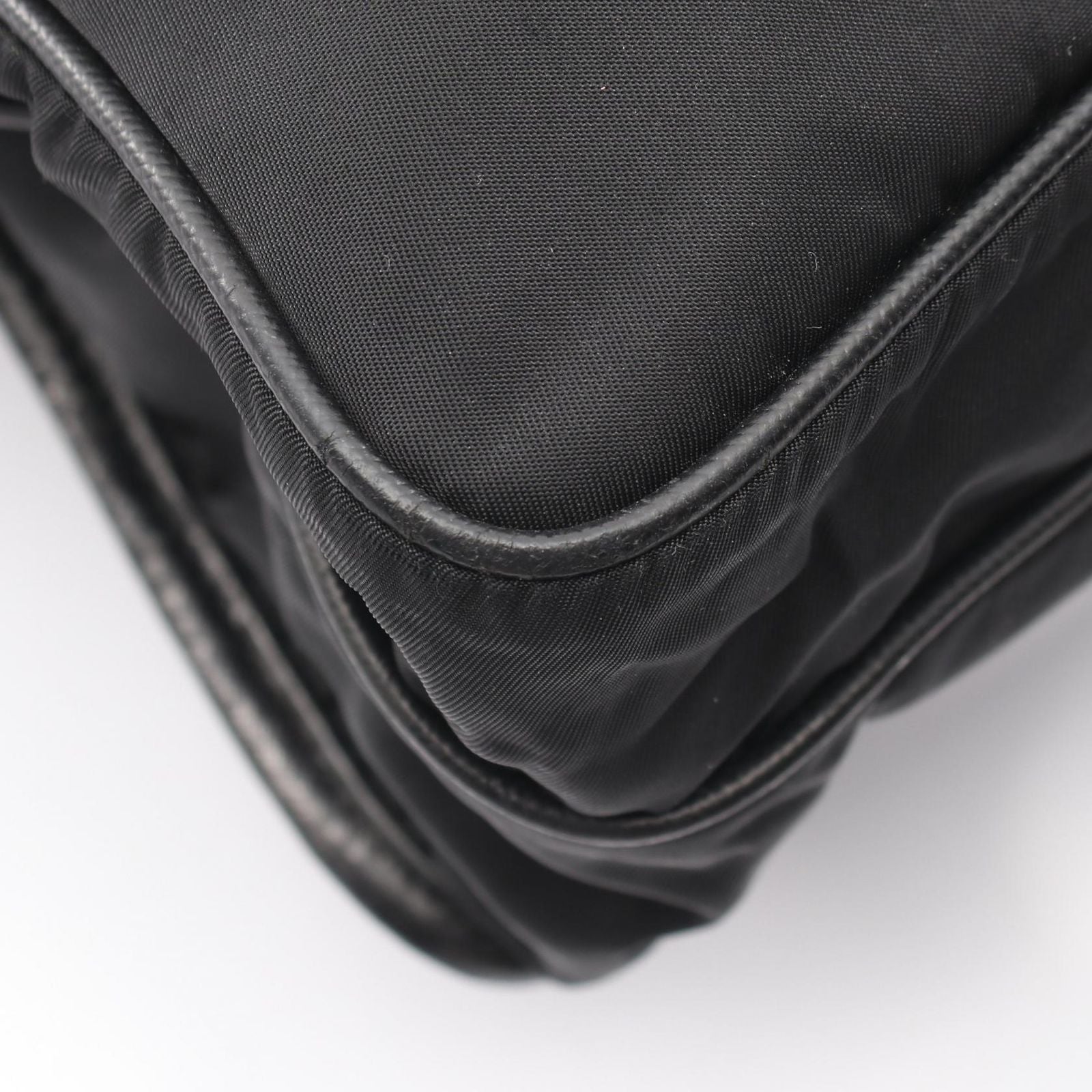 Prada Shoulder Bag Black Nylon Saffiano Leather — view 5