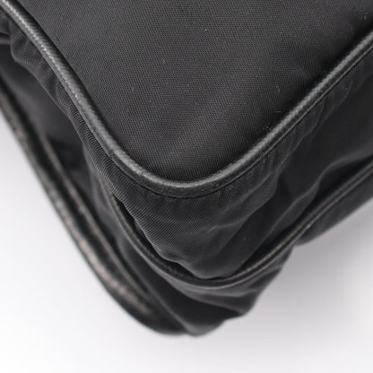 Prada Shoulder Bag Black Nylon Saffiano Leather — view 5