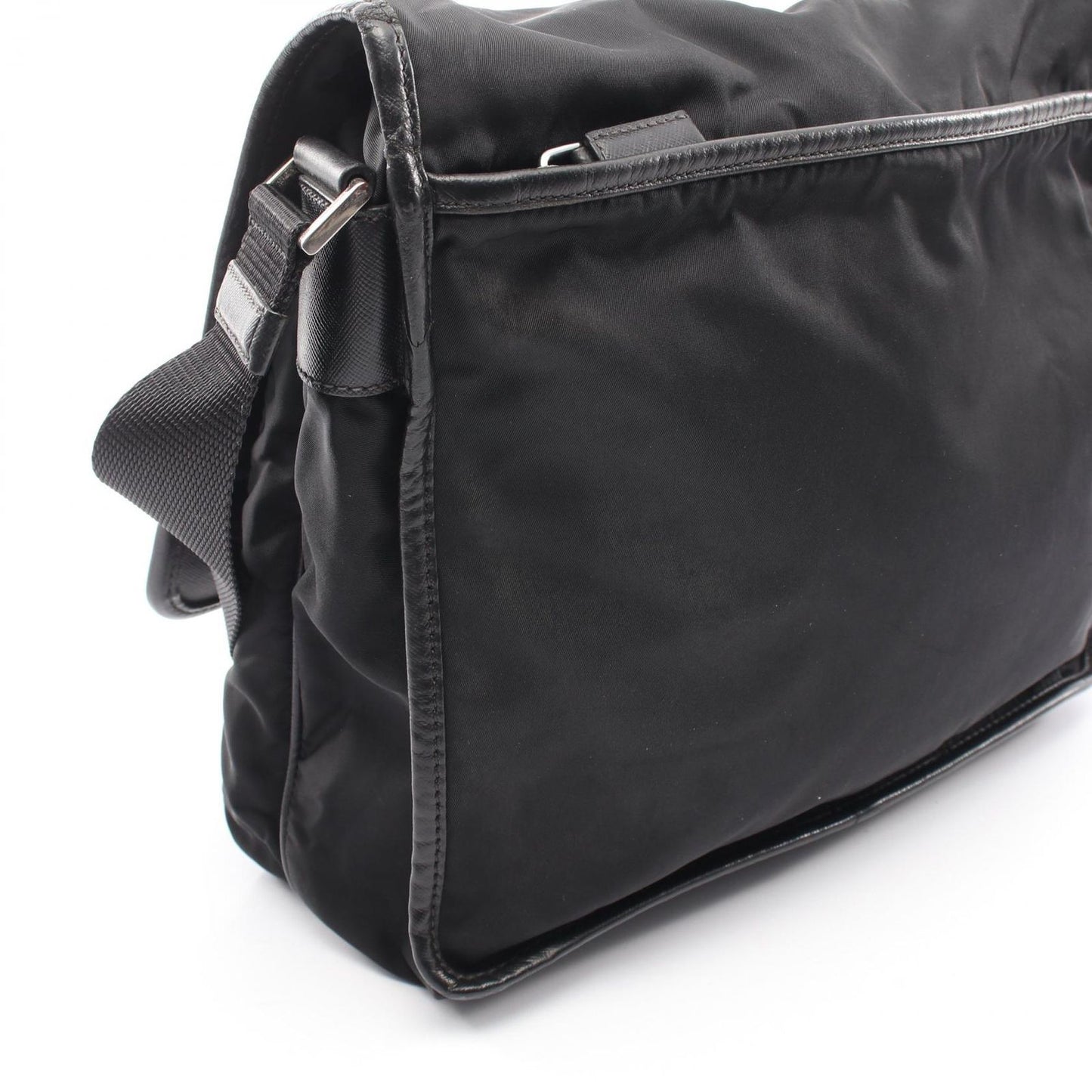 Prada Shoulder Bag Black Nylon Saffiano Leather — view 8