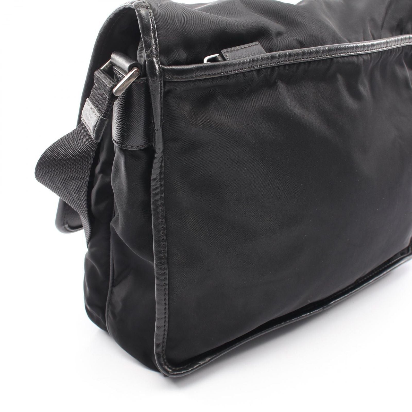 Prada Shoulder Bag Black Nylon Saffiano Leather — view 8