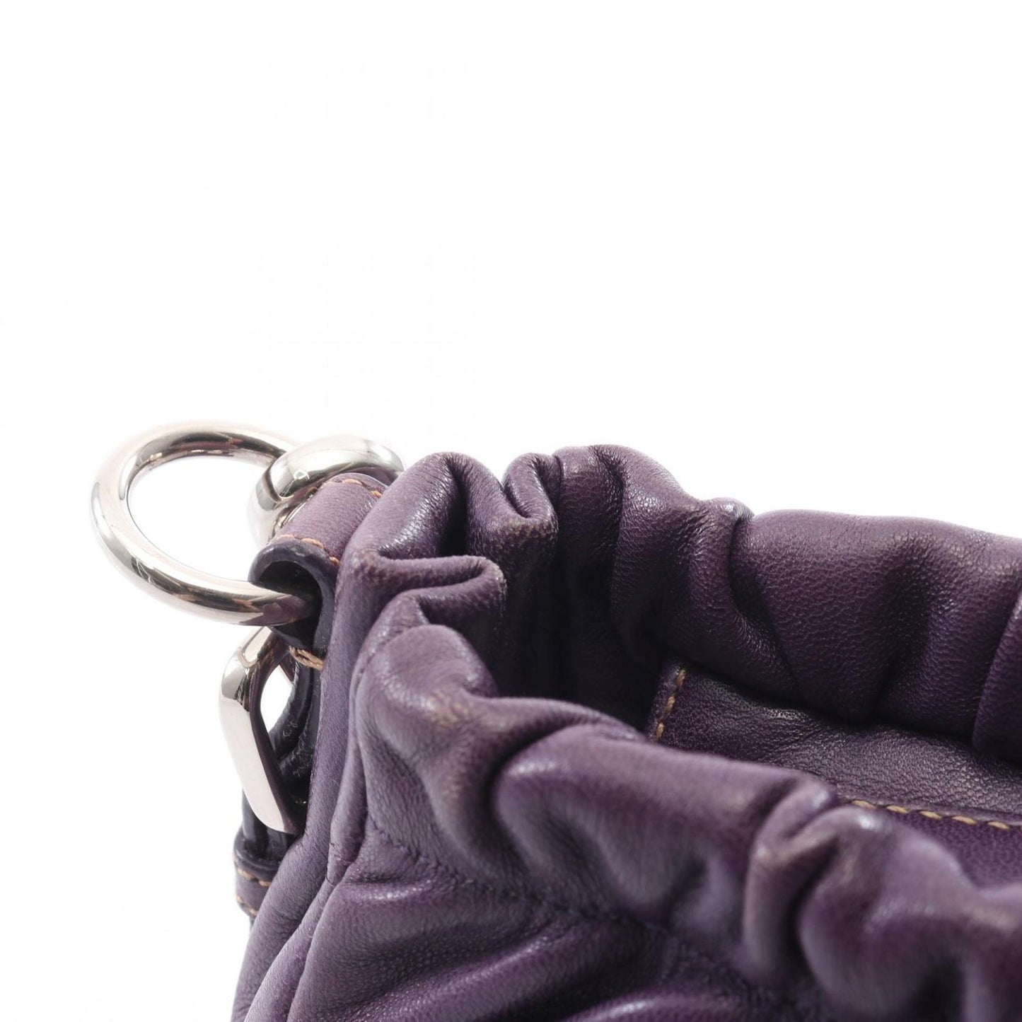 Prada Shoulder Bag Triangle Plate Ribbon Purple Leather Logo — view 8