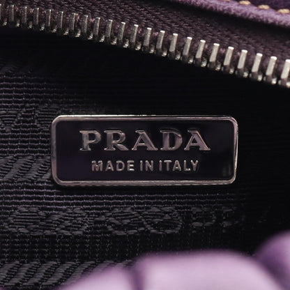Prada Shoulder Bag Triangle Plate Ribbon Purple Leather Logo — view 4