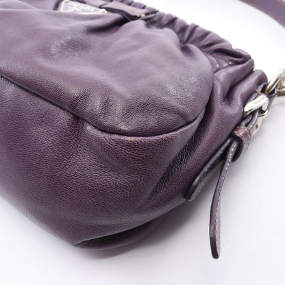 Prada Shoulder Bag Triangle Plate Ribbon Purple Leather Logo — view 5