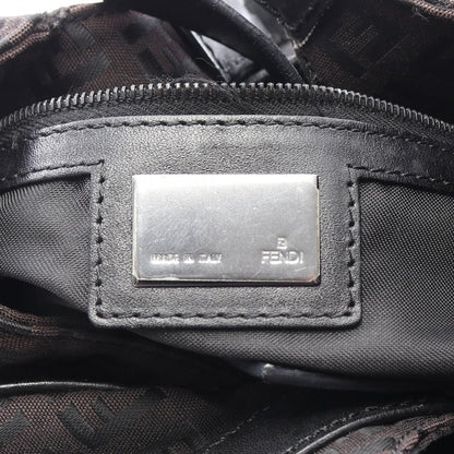 Fendi Handbag Zucchino Dark Brown Canvas Leather Tote — view 4