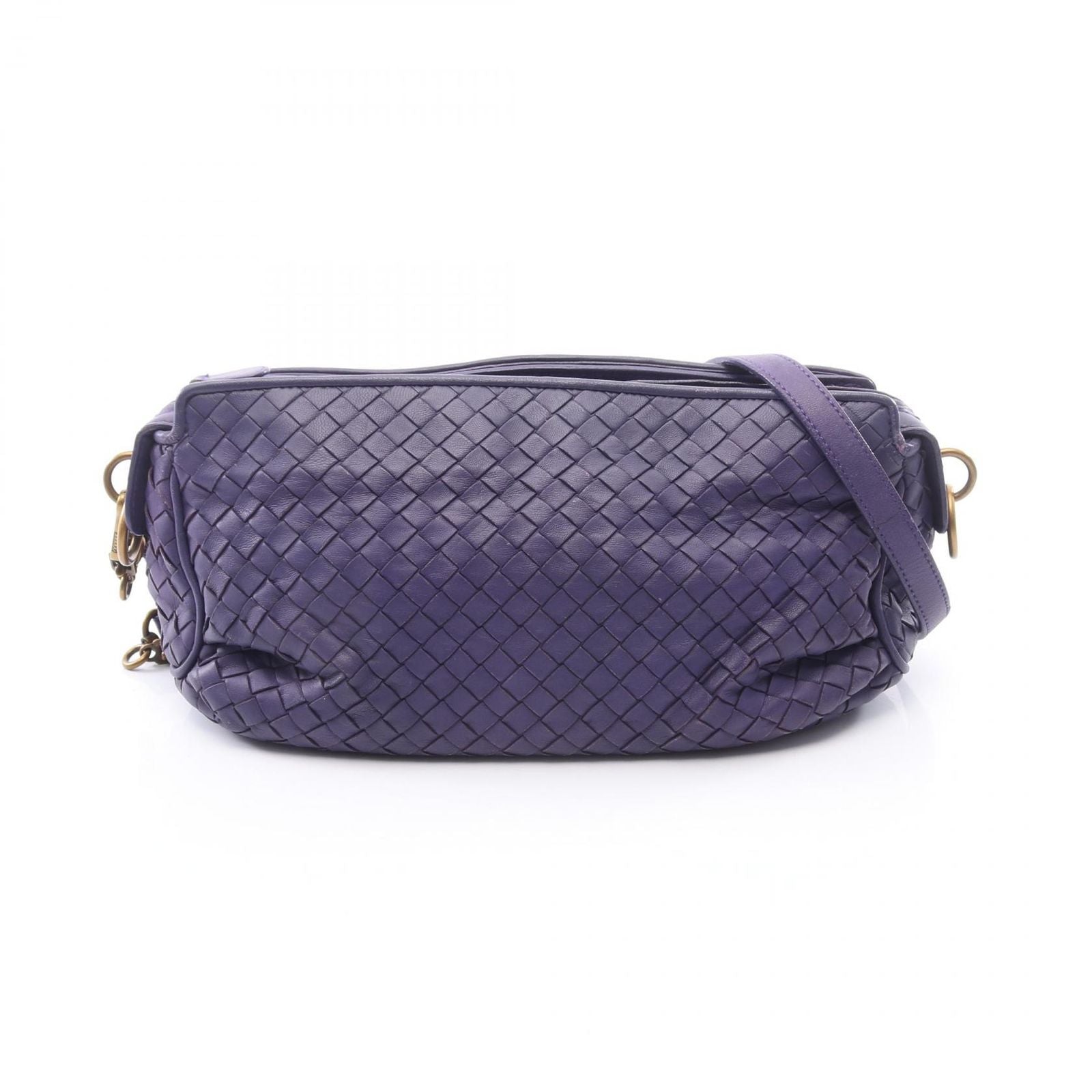 Bottega Veneta Shoulder Bag Intrecciato Purple Leather