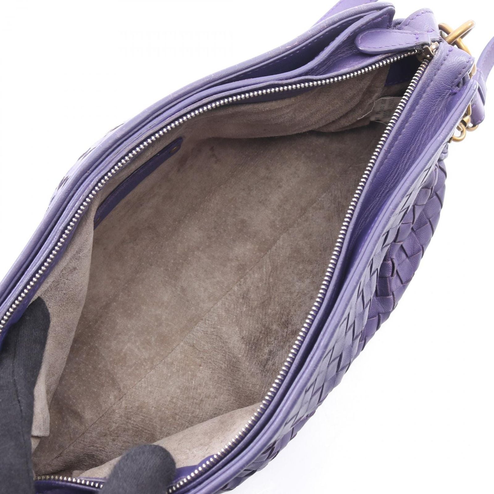 Bottega Veneta Shoulder Bag Intrecciato Purple Leather — view 3