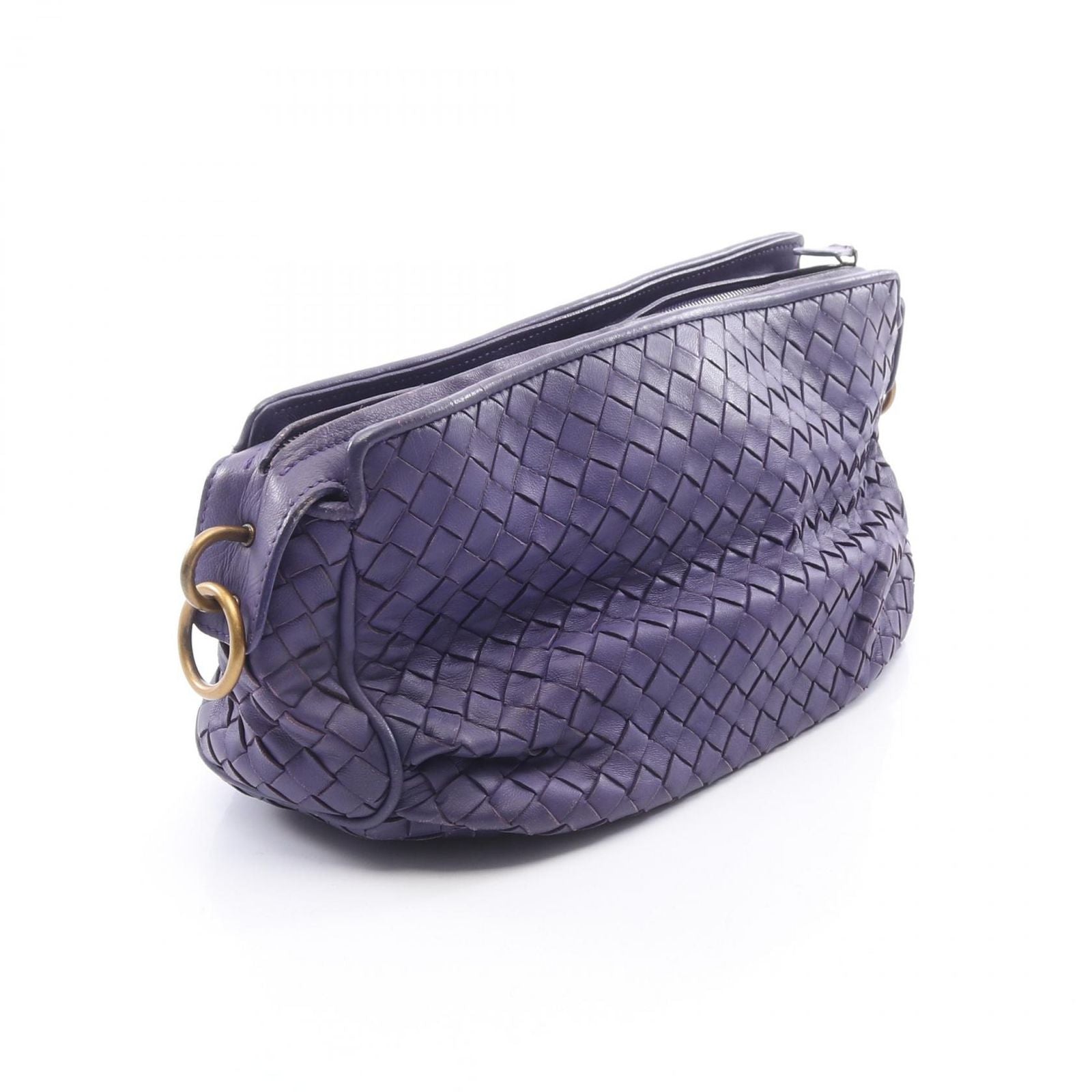 Bottega Veneta Shoulder Bag Intrecciato Purple Leather — view 2