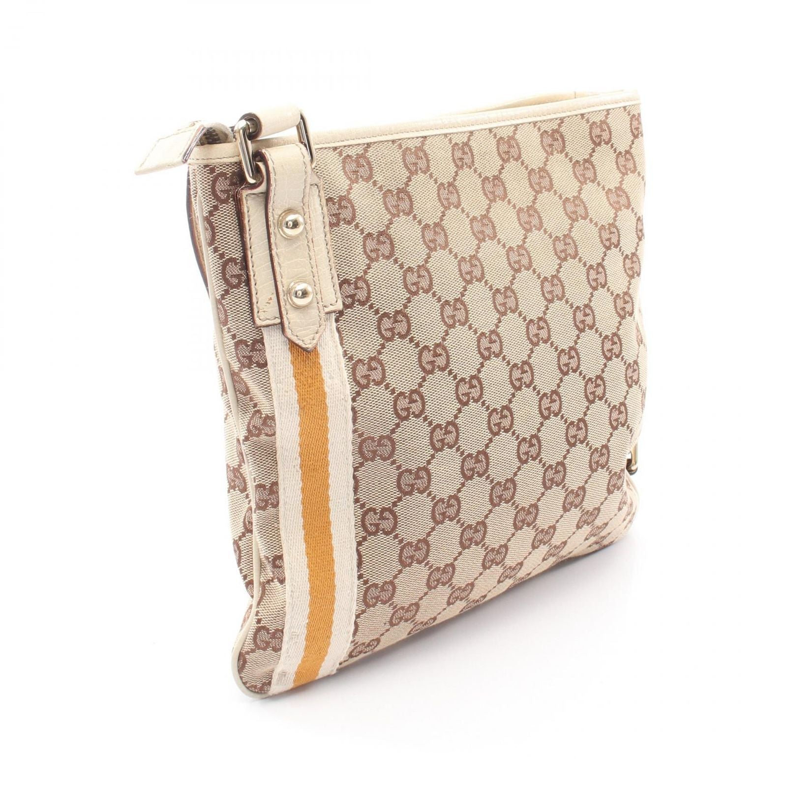 Gucci Shoulder Bag GG Canvas Beige Brown Ivory Shari Line — view 2