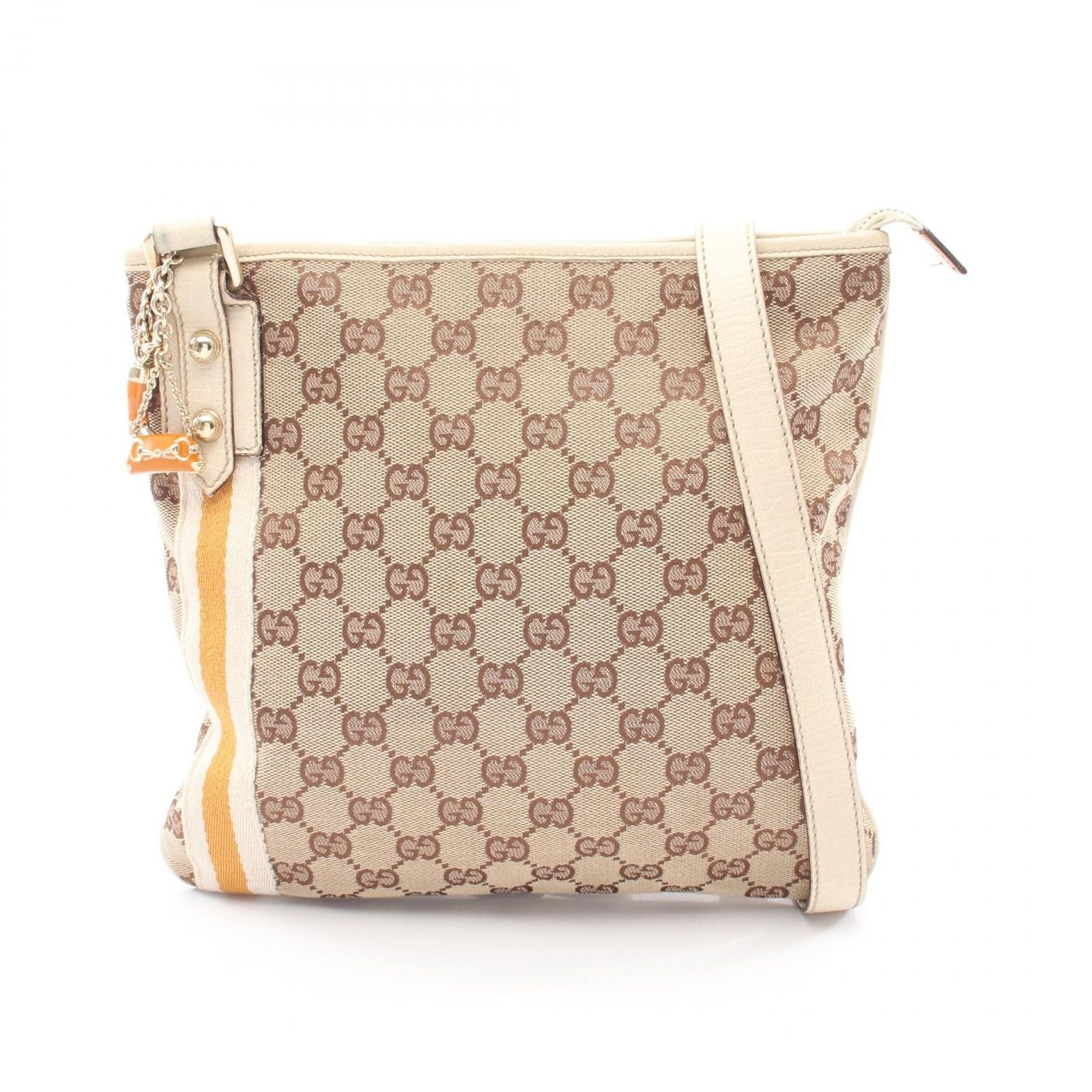 Gucci Shoulder Bag GG Canvas Beige Brown Ivory Shari Line