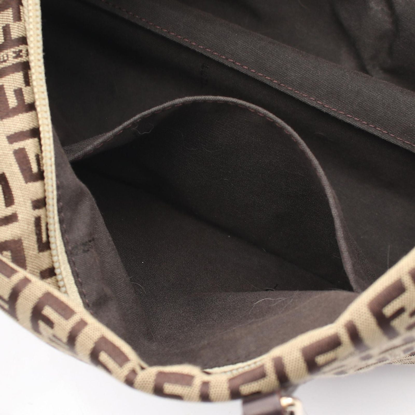 Fendi Tote Zucchino Brown Dark Canvas Leather — view 9