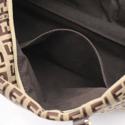 Fendi Tote Zucchino Brown Dark Canvas Leather — view 9