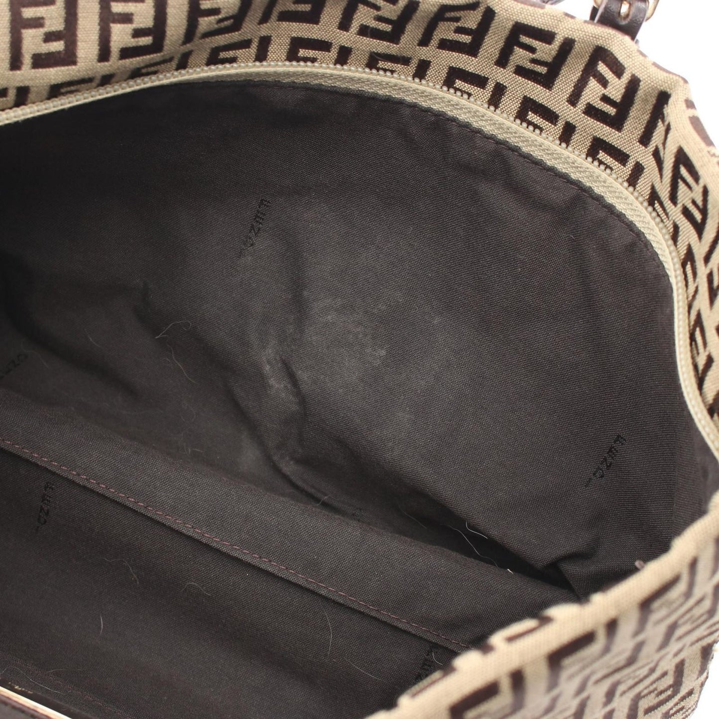 Fendi Tote Zucchino Brown Dark Canvas Leather — view 5