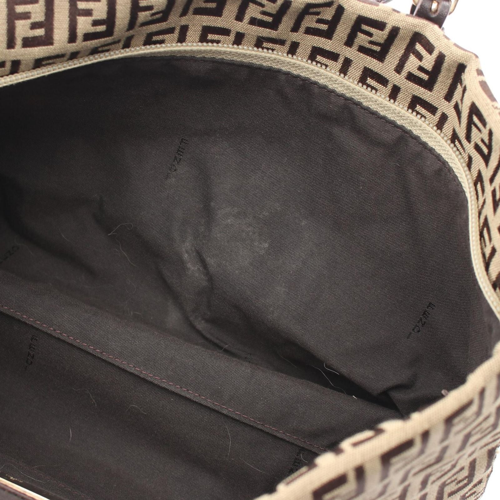 Fendi Tote Zucchino Brown Dark Canvas Leather — view 5