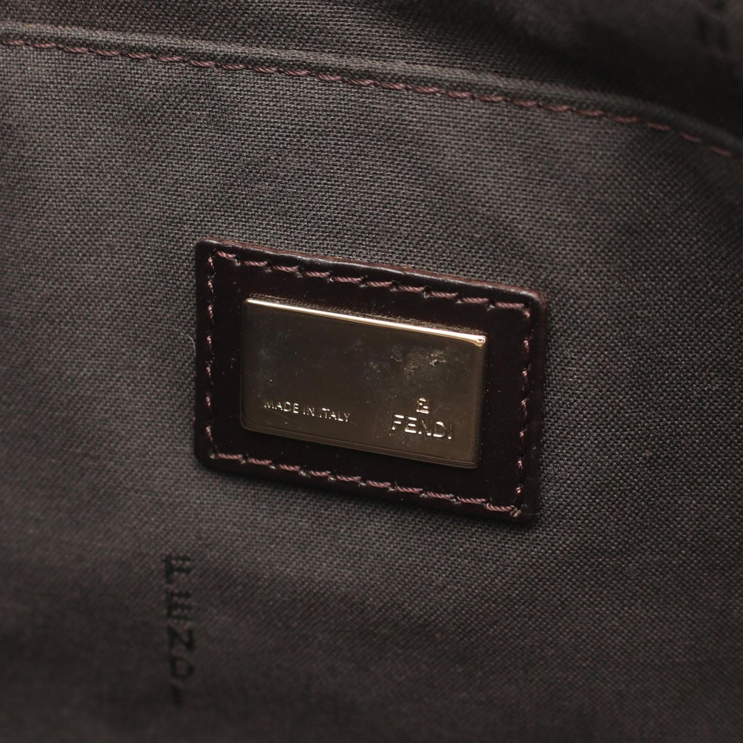Fendi Tote Zucchino Brown Dark Canvas Leather — view 4
