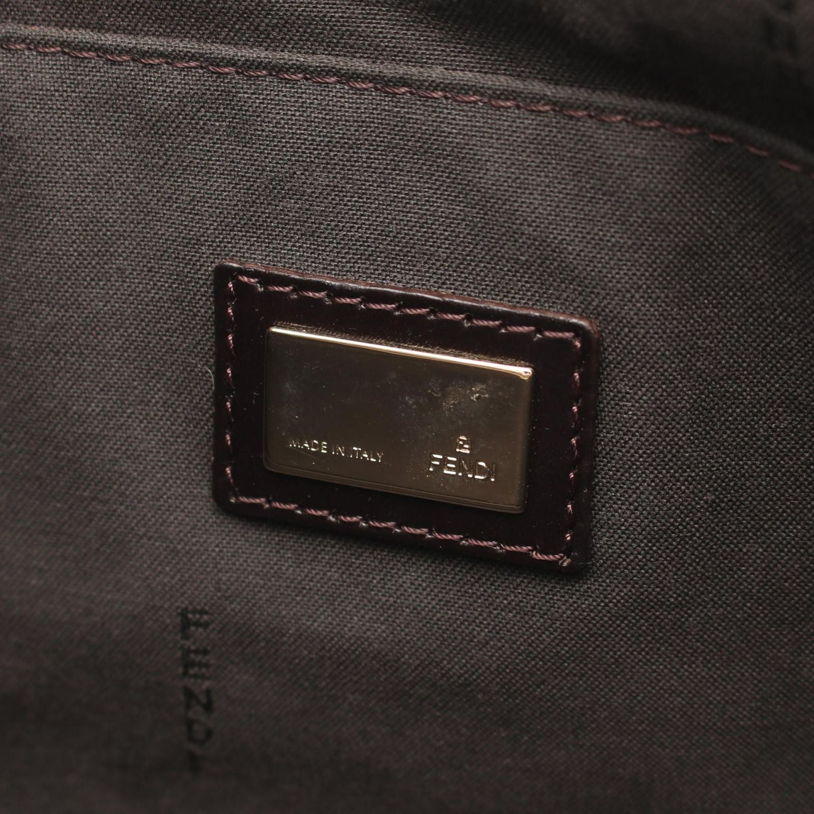 Fendi Tote Zucchino Brown Dark Canvas Leather — view 4