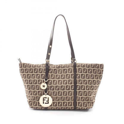 Fendi Tote Zucchino Brown Dark Canvas Leather