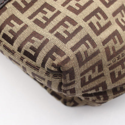 Fendi Tote Zucchino Brown Dark Canvas Leather — view 6