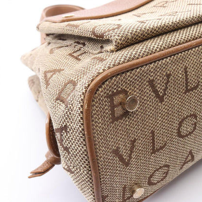Bvlgari Handbag Logo Mania Maxillettare Beige Brown Canvas Leather — view 5