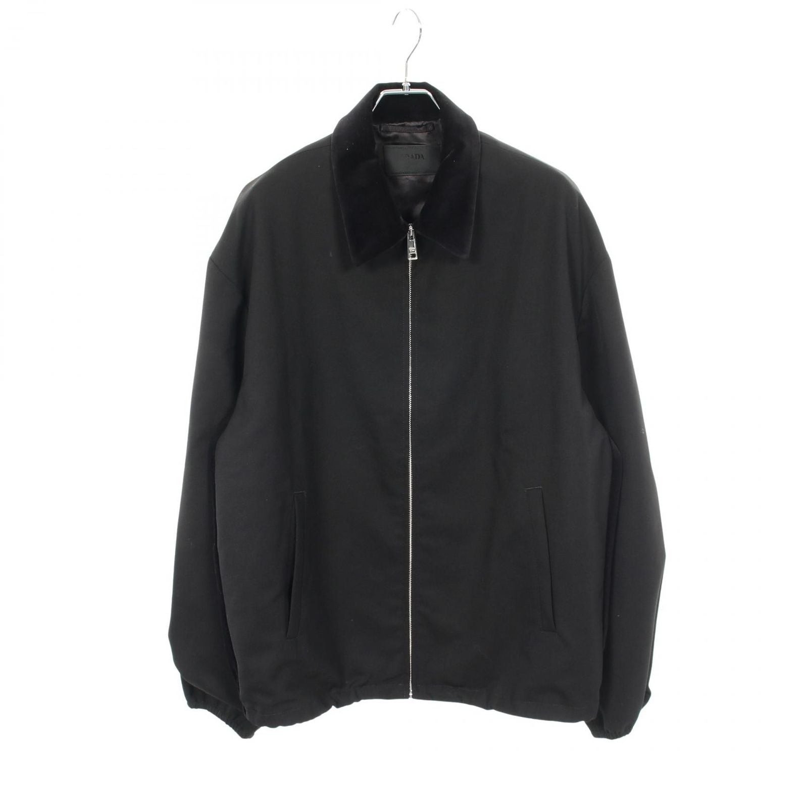 Prada Velour Contrast Zip Up Wool Jacket