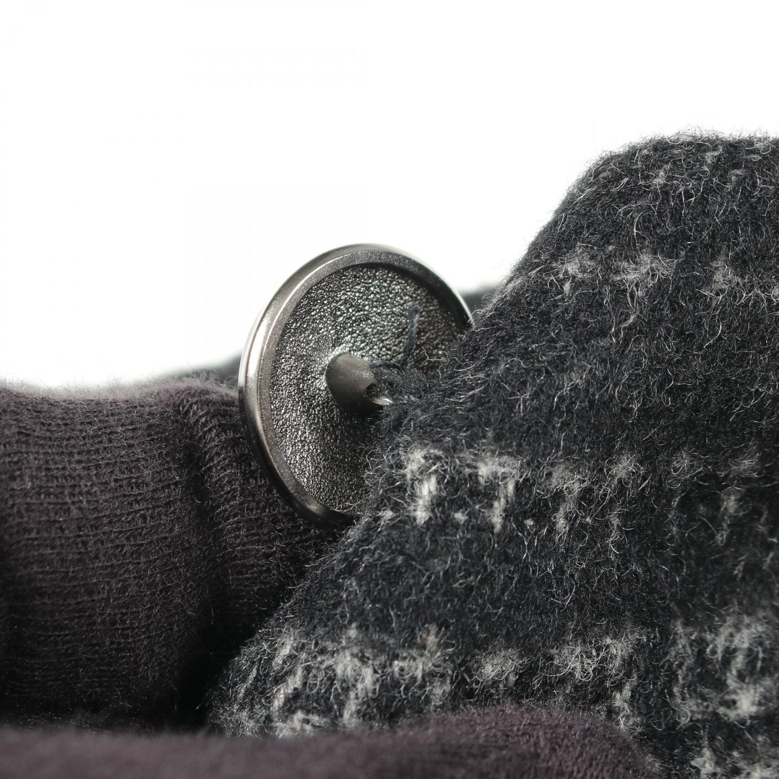 Chanel Skirt CC Logo Button Check Gray Wool — view 6