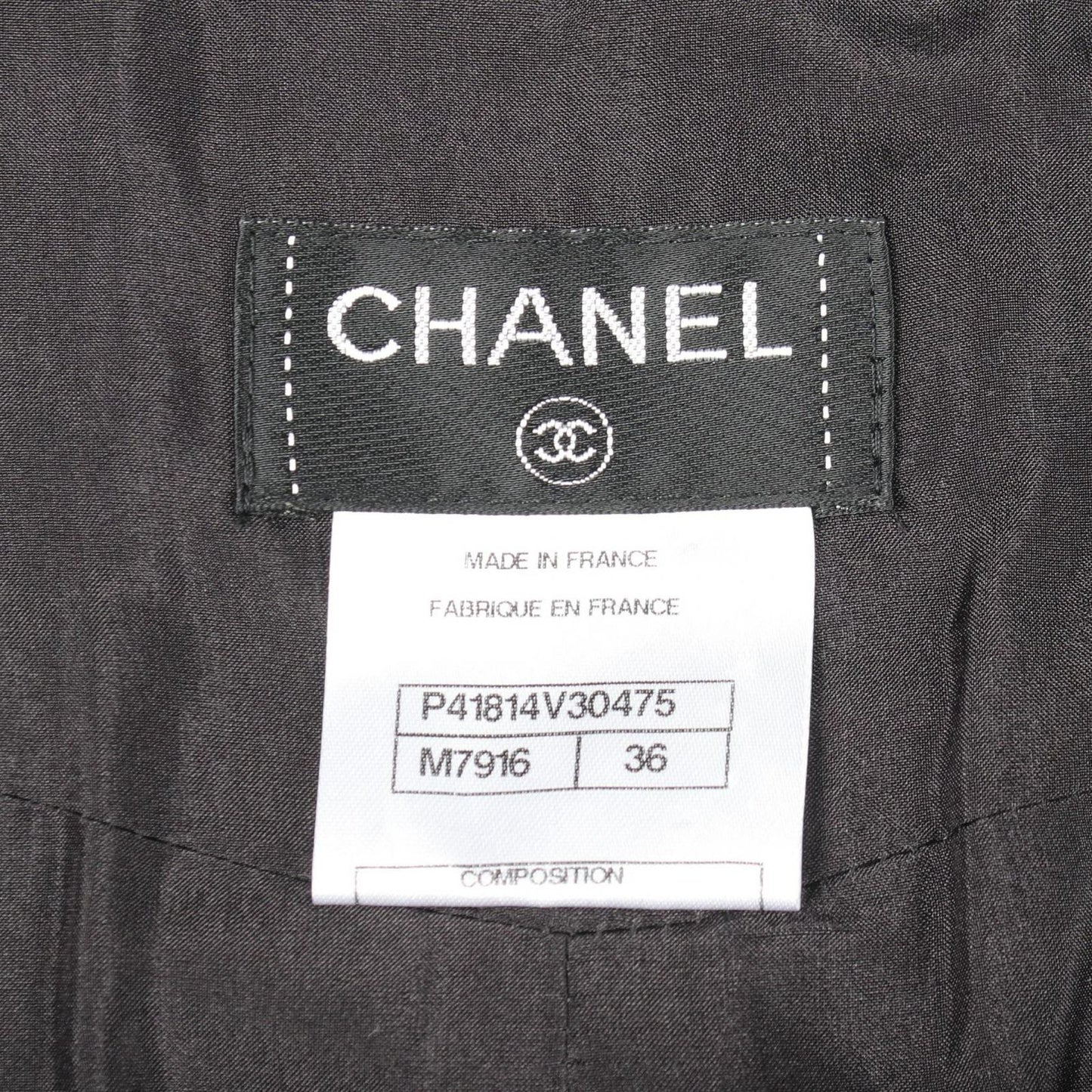 Chanel Skirt CC Logo Button Check Gray Wool — view 3