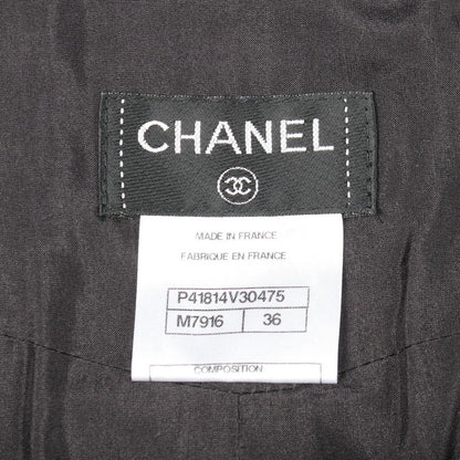 Chanel Skirt CC Logo Button Check Gray Wool — view 3