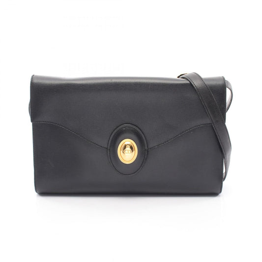 Dior Shoulder Bag CD Logo Vintage Black Leather