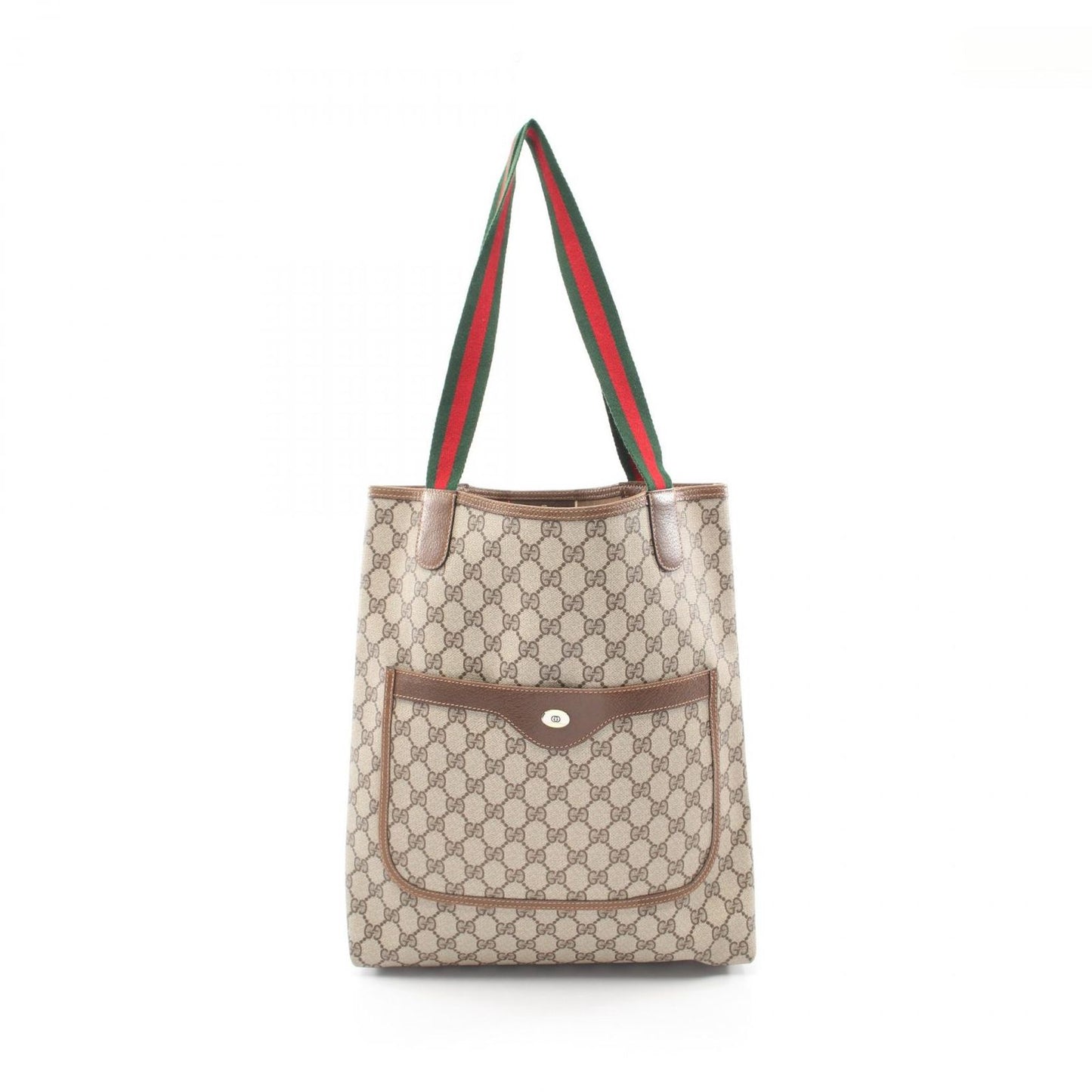 Gucci Tote Vintage Sherry Line GG Plus Beige Canvas Leather