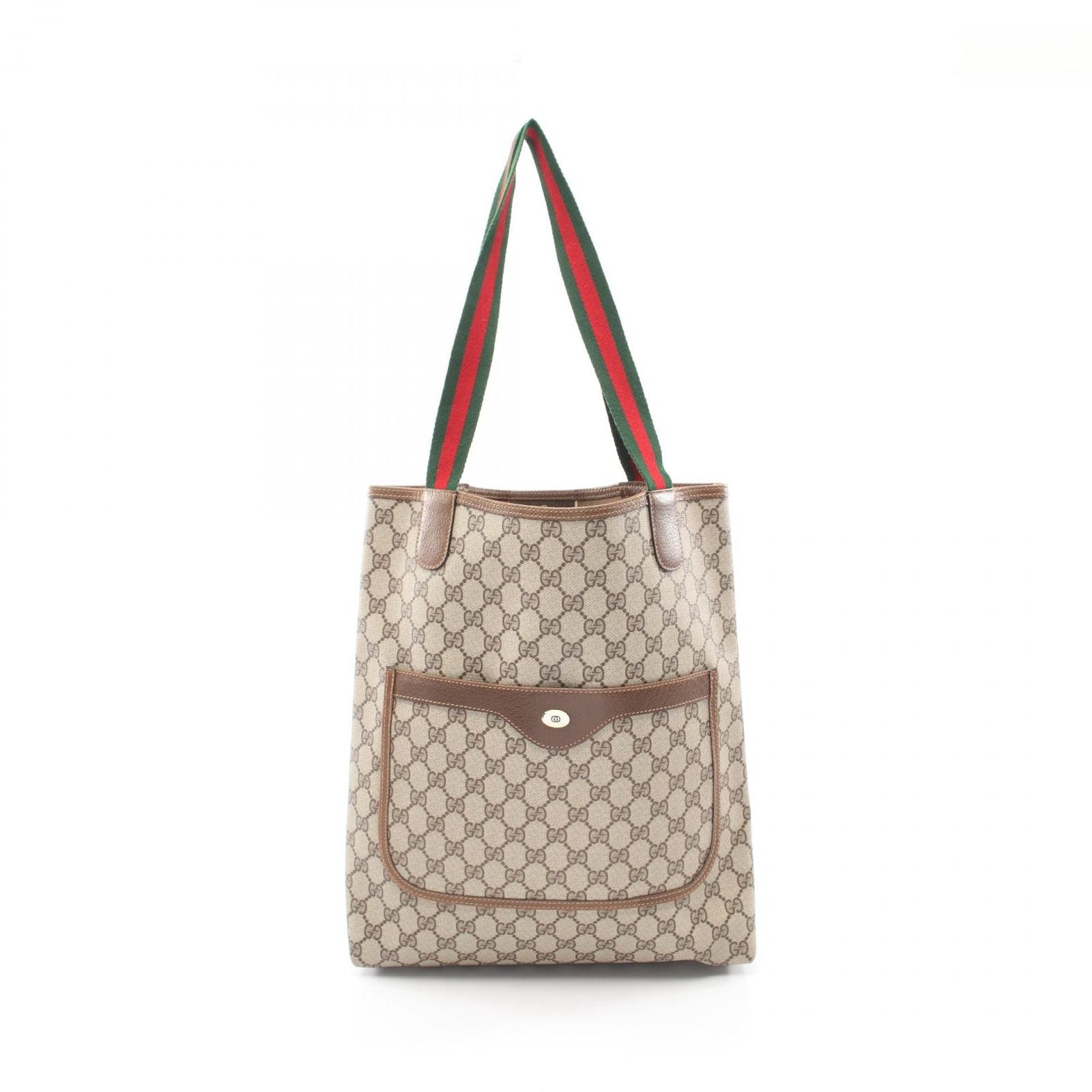 Gucci Tote Vintage Sherry Line GG Plus Beige Canvas Leather