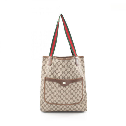 Gucci Tote Vintage Sherry Line GG Plus Beige Canvas Leather