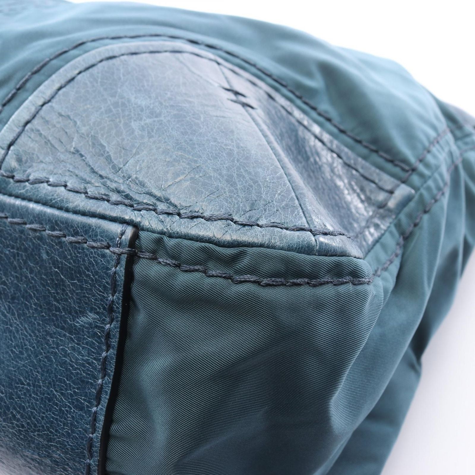 Prada Shoulder Bag Tessuto Vitello Blue Nylon Leather — view 5