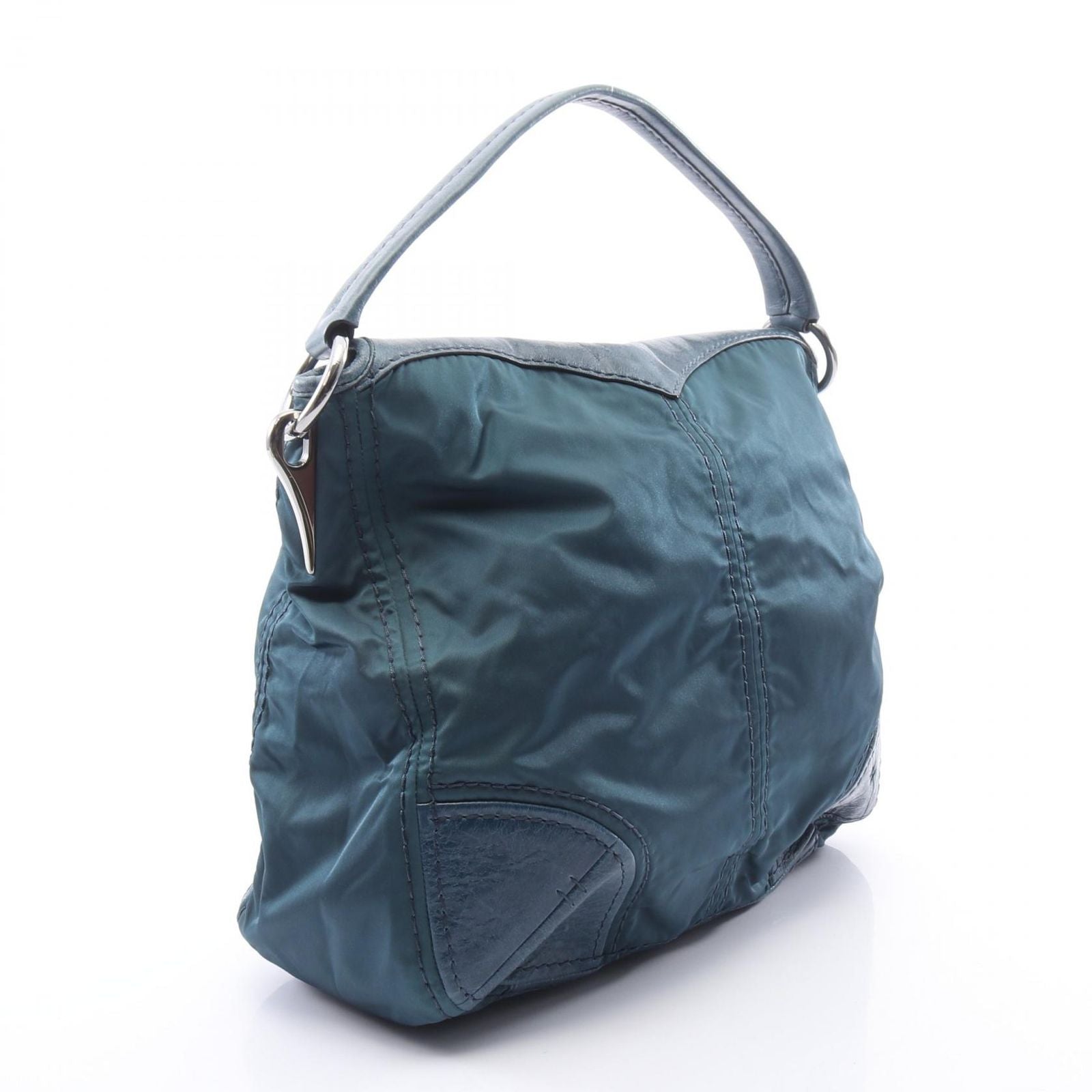 Prada Shoulder Bag Tessuto Vitello Blue Nylon Leather — view 2