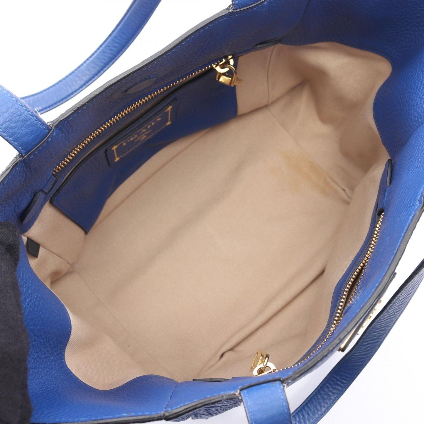 Prada Tote Vitello Daino Blue Leather — view 3