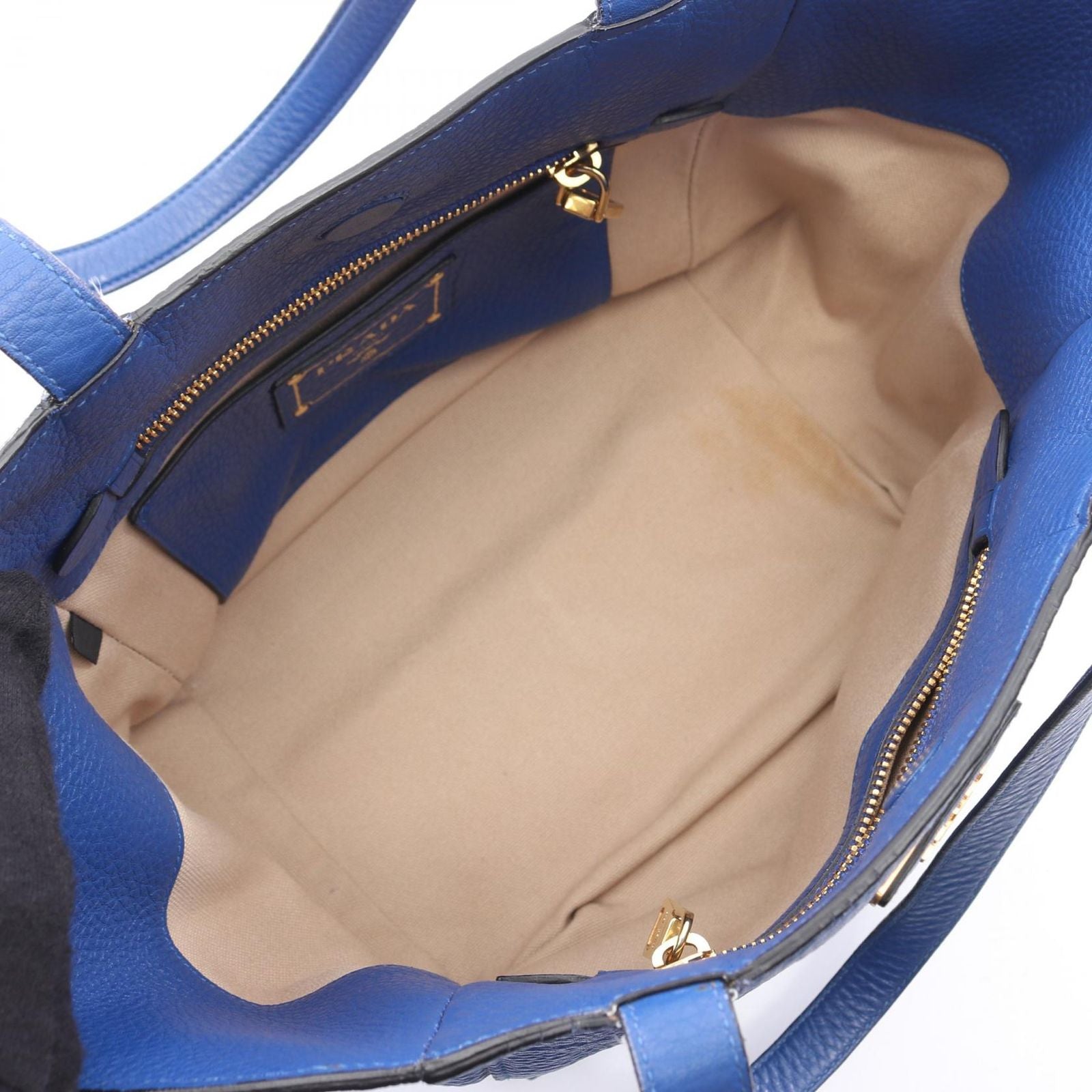 Prada Tote Vitello Daino Blue Leather — view 3