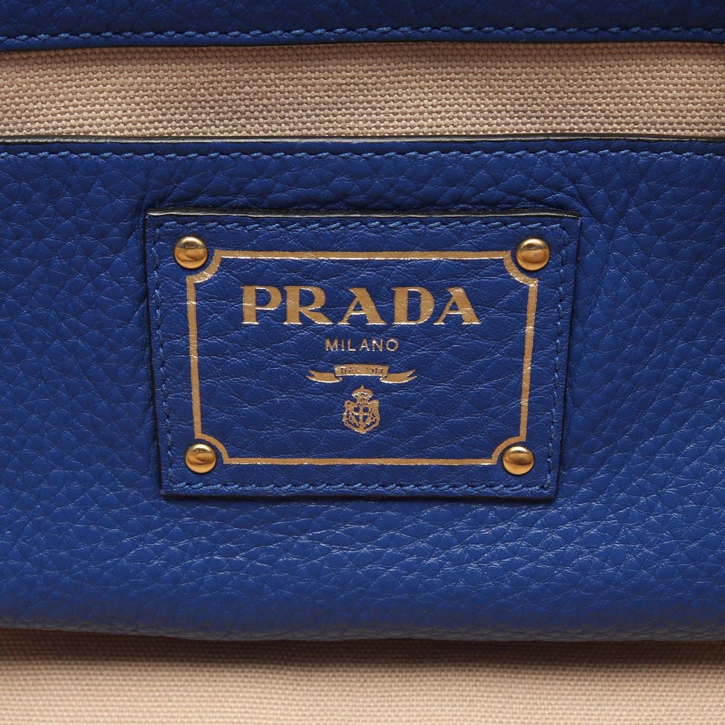 Prada Tote Vitello Daino Blue Leather — view 4