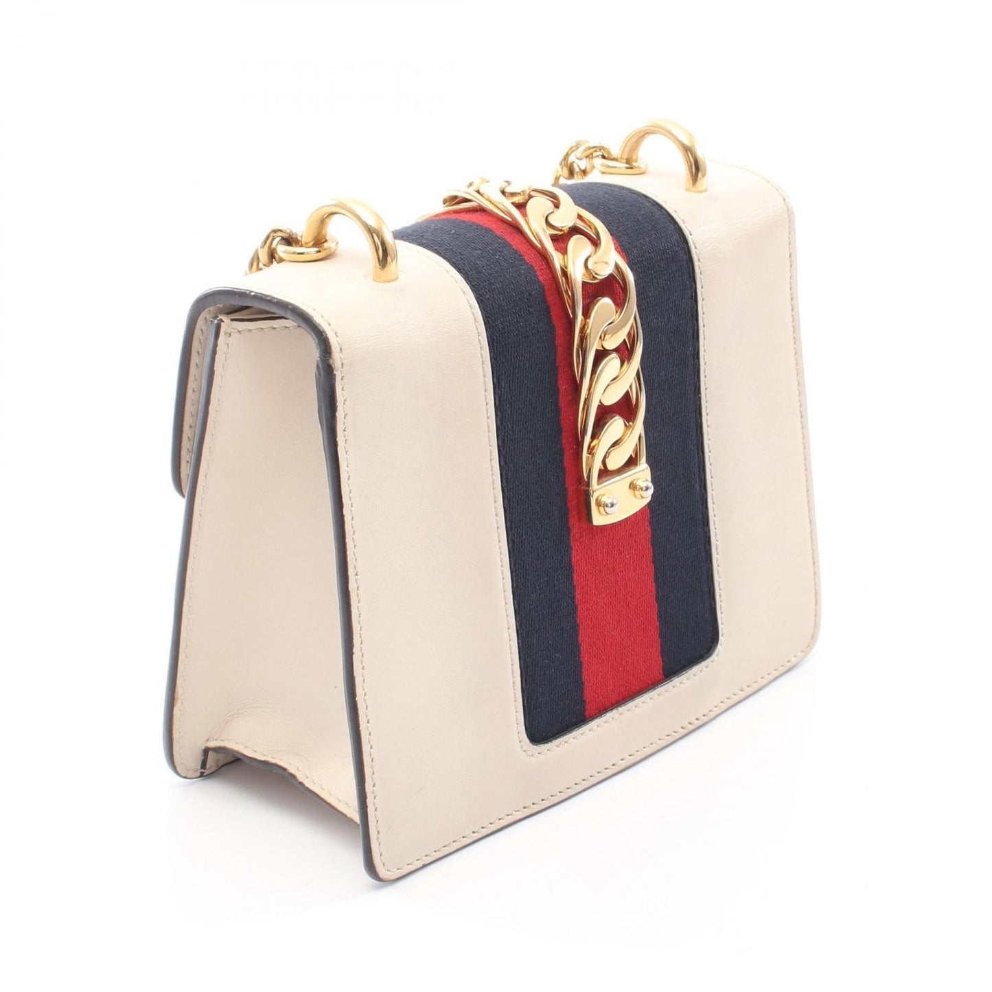 Gucci Shoulder Bag Sylvie Web Line Ivory Leather Chain — view 2