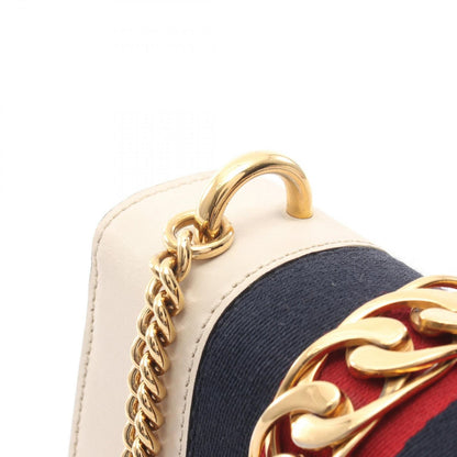 Gucci Shoulder Bag Sylvie Web Line Ivory Leather Chain — view 6
