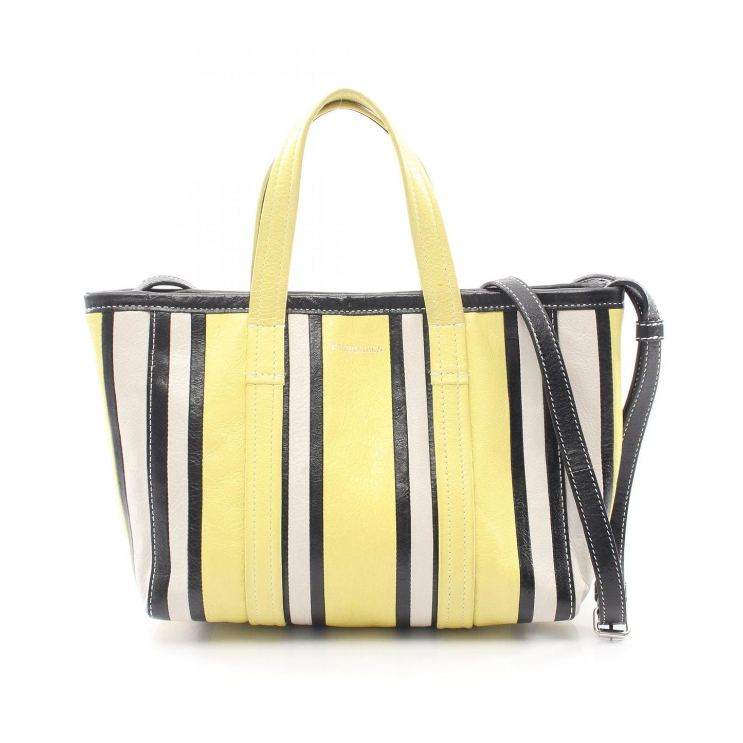 Balenciaga Handbag Barbes 2-Way Yellow Black Ivory Leather Small