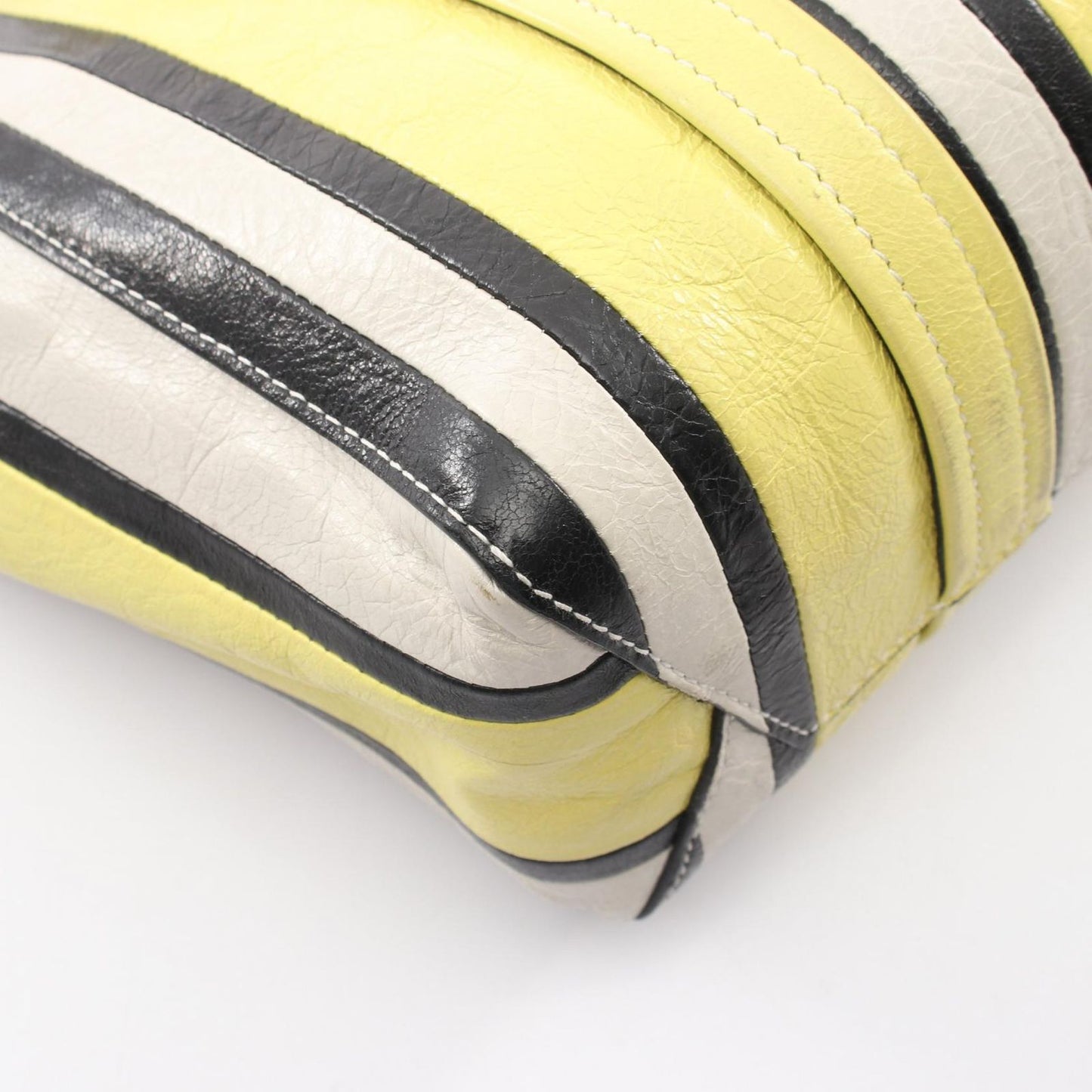 Balenciaga Handbag Barbes 2-Way Yellow Black Ivory Leather Small — view 5