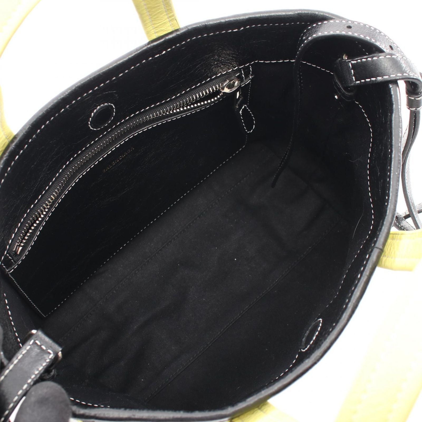 Balenciaga Handbag Barbes 2-Way Yellow Black Ivory Leather Small — view 3