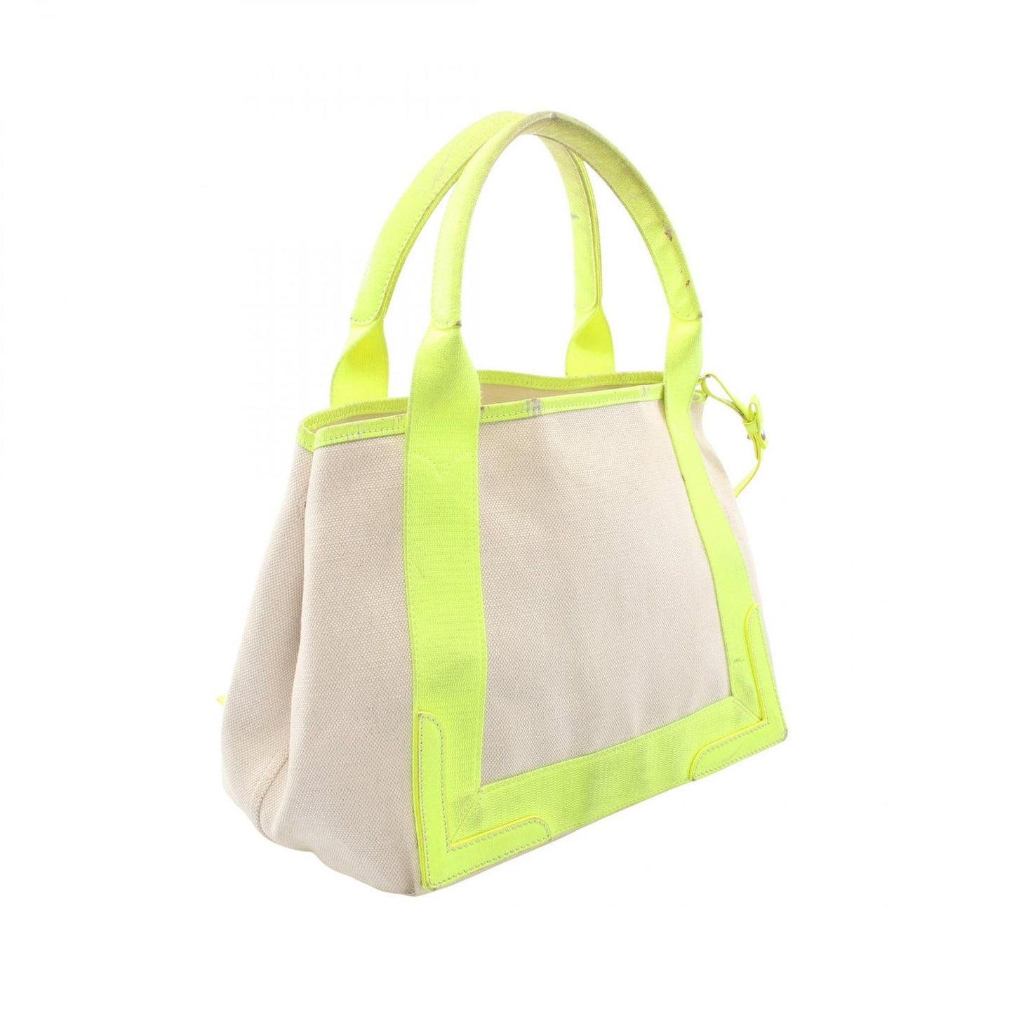 Balenciaga Tote Navy Cabas S Neon Yellow Canvas Leather — view 2