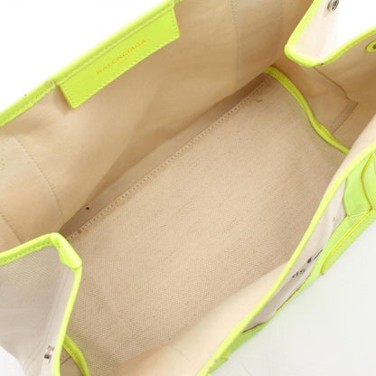 Balenciaga Tote Navy Cabas S Neon Yellow Canvas Leather — view 3