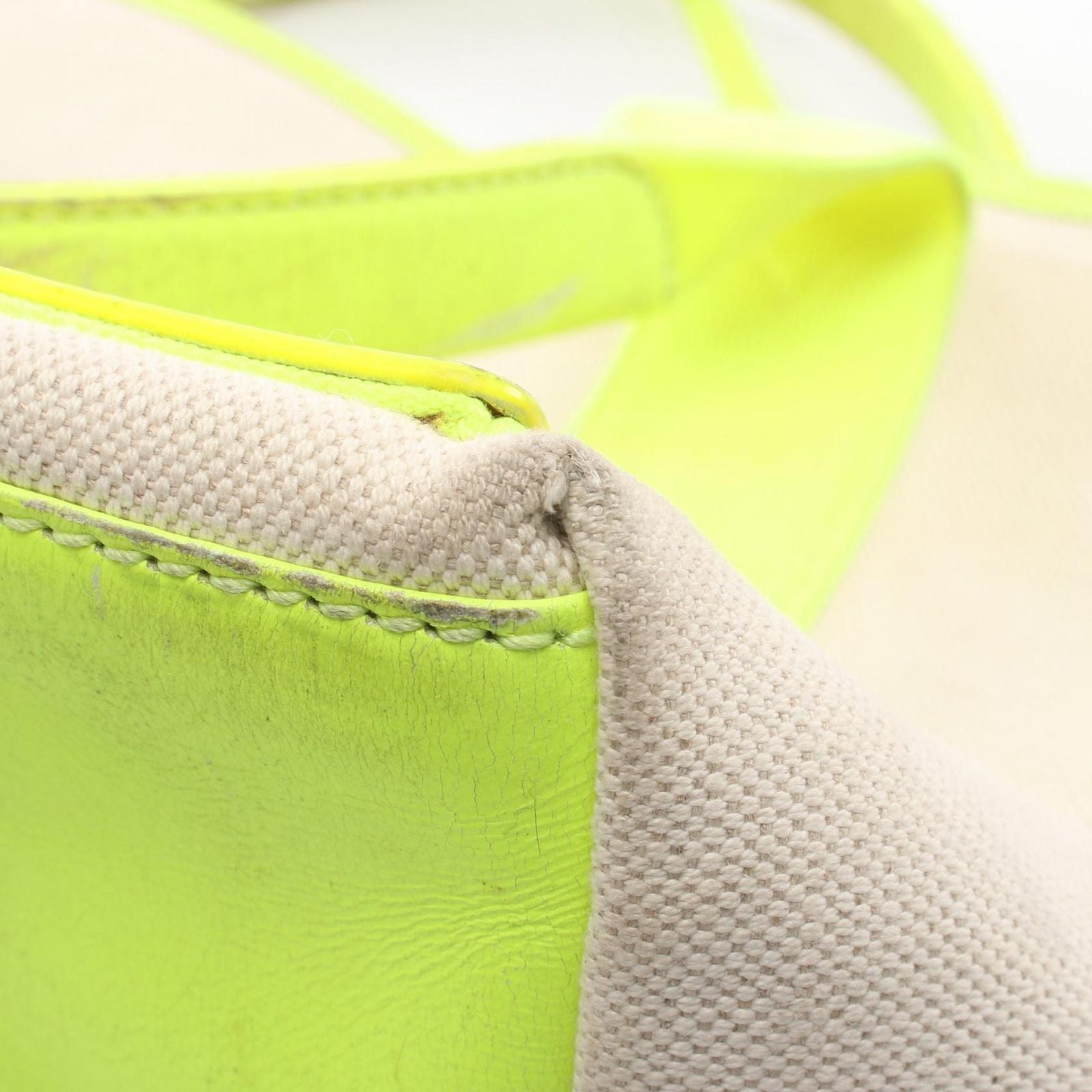 Balenciaga Tote Navy Cabas S Neon Yellow Canvas Leather — view 6