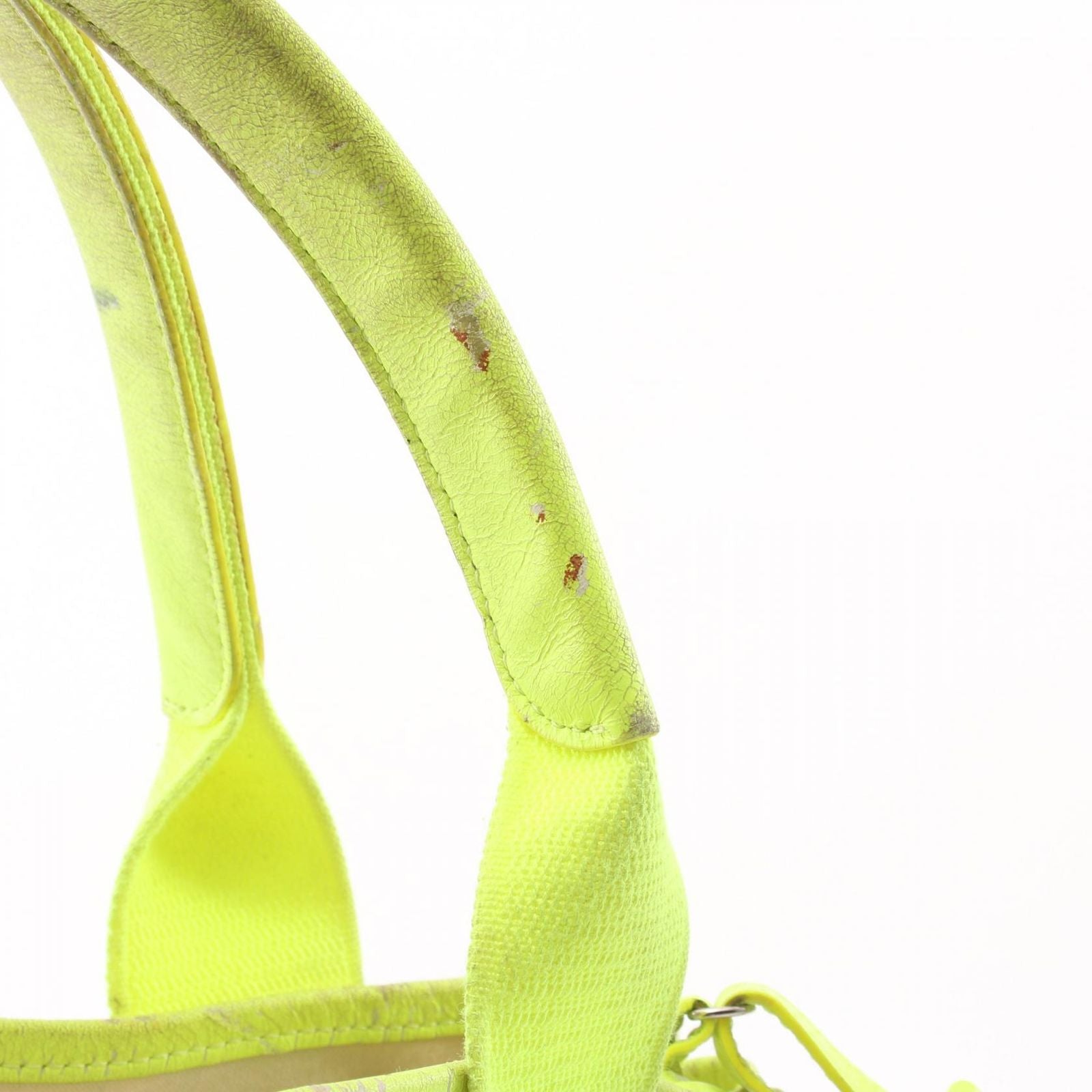 Balenciaga Tote Navy Cabas S Neon Yellow Canvas Leather — view 8