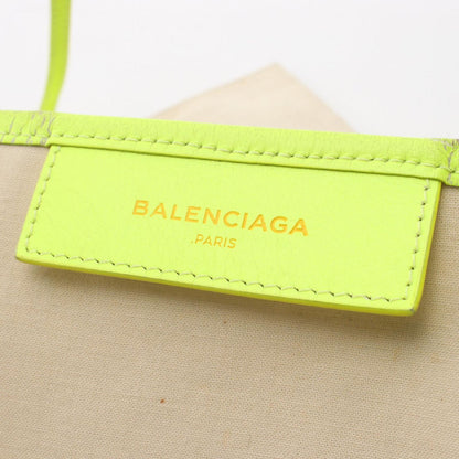 Balenciaga Tote Navy Cabas S Neon Yellow Canvas Leather — view 4