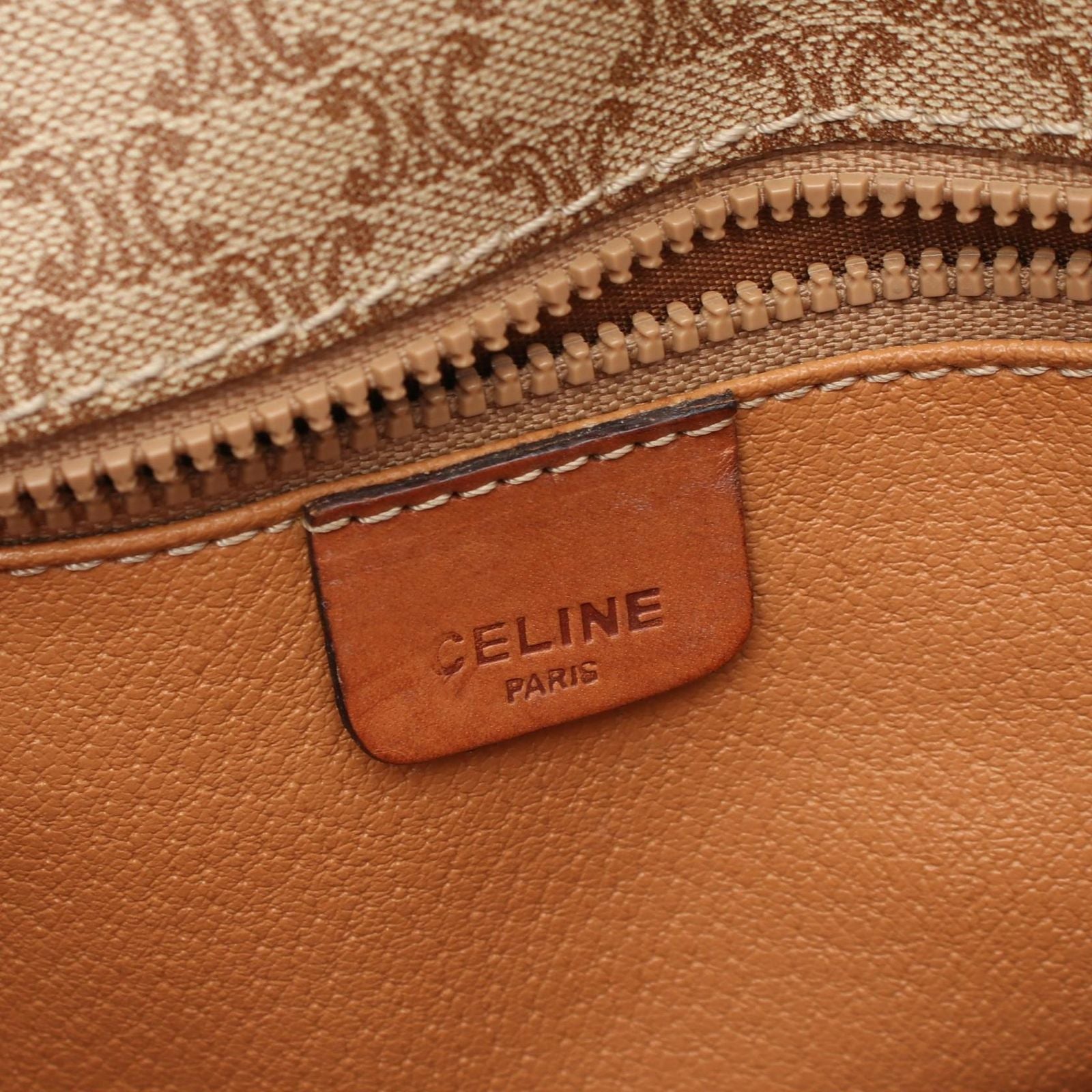 Celine Shoulder Bag Macadam Beige Canvas Leather Triomphe — view 4